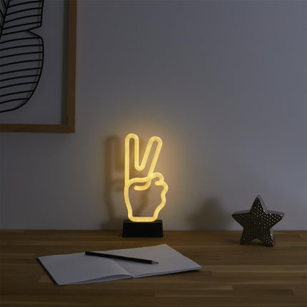 LED dekoratīvā lampa ar neona efektu – “Peace” rokas simbols