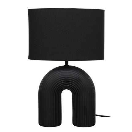 Galda lampa – melna keramikas lampa ar auduma abažūru