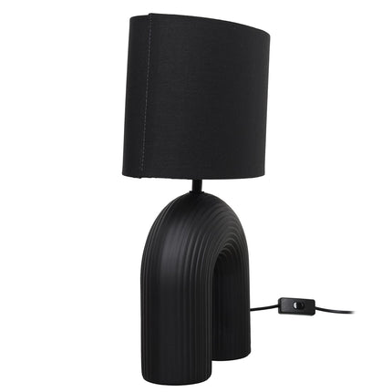 Galda lampa – melna keramikas lampa ar auduma abažūru