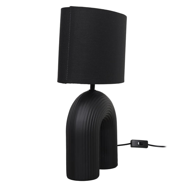 Galda lampa – melna keramikas lampa ar auduma abažūru