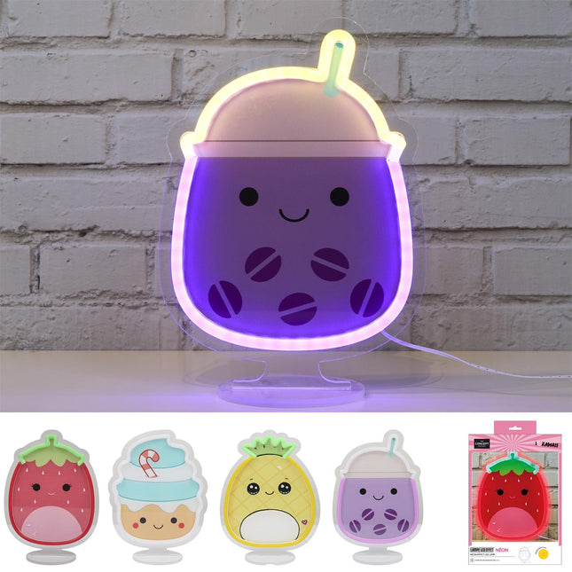 Kawaii LED neona efekta lampa, 4 dizaini, 19 × 25,4 cm