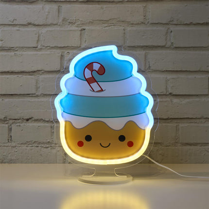 Kawaii LED neona efekta lampa, 4 dizaini, 19 × 25,4 cm