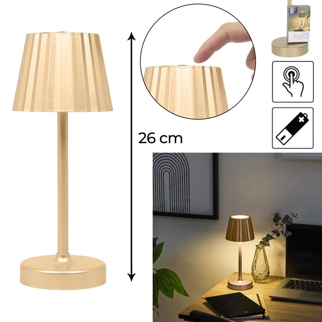 Zelta skārienjutīga galda lampa H26 cm