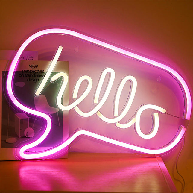 LED dekora lampa “Hello” – neona efekts