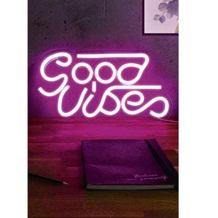 LED dekoratīvā neona lampa “Good Vibes” – rozā
