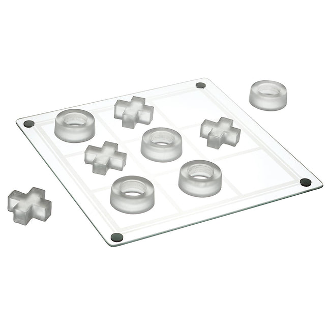 Stikla galda spēle “Tic Tac Toe” 25 × 25 cm – dizaina krustiņi un nullītes no stikla