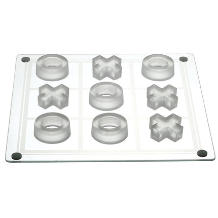 Stikla galda spēle “Tic Tac Toe” 25 × 25 cm – dizaina krustiņi un nullītes no stikla