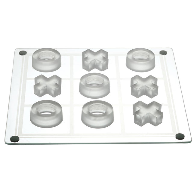 Stikla galda spēle “Tic Tac Toe” 25 × 25 cm – dizaina krustiņi un nullītes no stikla