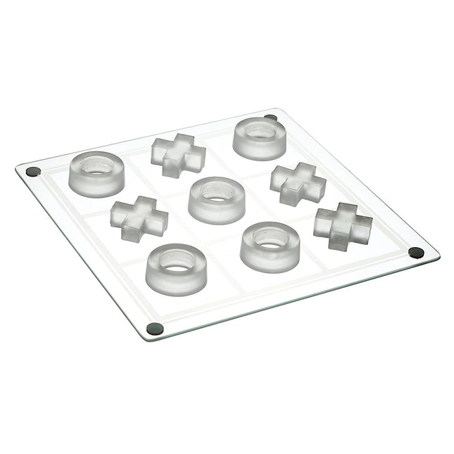 Stikla galda spēle “Tic Tac Toe” 25 × 25 cm – dizaina krustiņi un nullītes no stikla