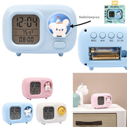 Kawaii digitālais modinātājpulkstenis ar LED naktslampiņu (3 dizaini)