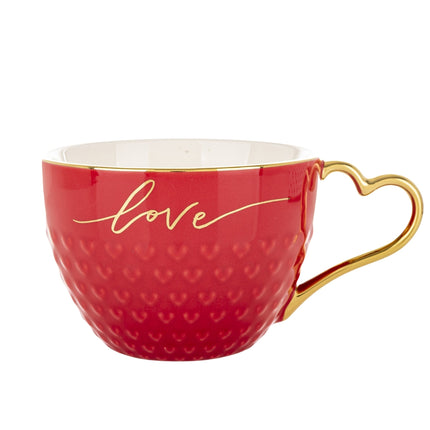 Porcelāna krūze “Love” ar sirds formas zelta rokturi 500ml