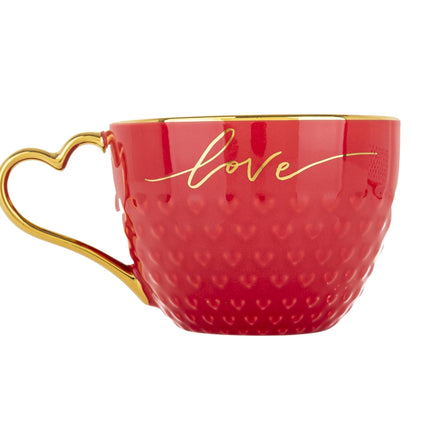 Porcelāna krūze “Love” ar sirds formas zelta rokturi 500ml