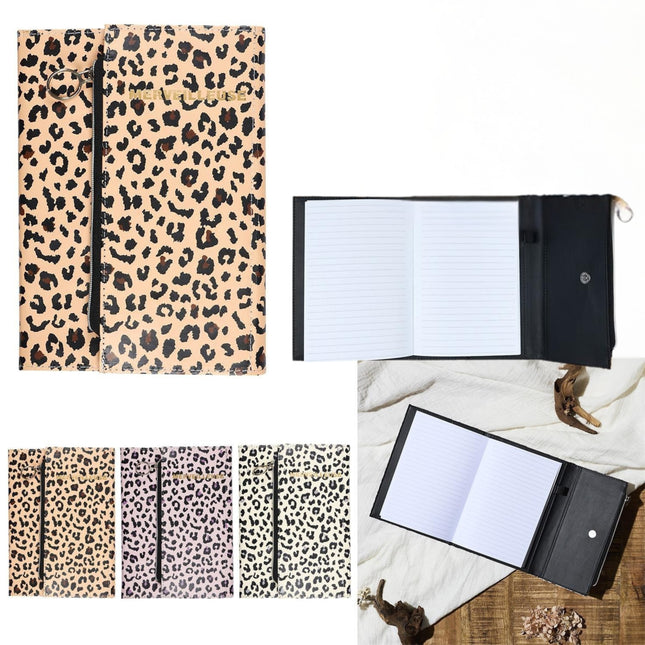 Piezīmju klade ar leoparda rakstu un iebūvētu maciņu