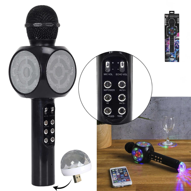 Bezvadu karaoke mikrofons ar LED gaismām