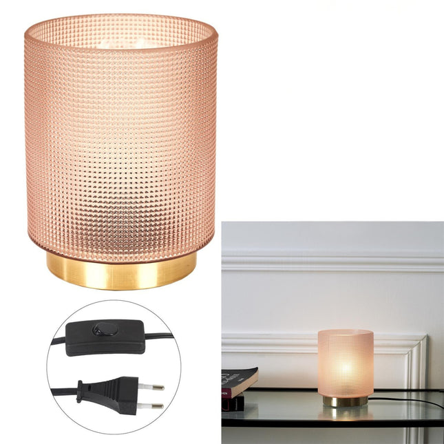 Galda lampa ar teksturētu stiklu un zelta pamatni