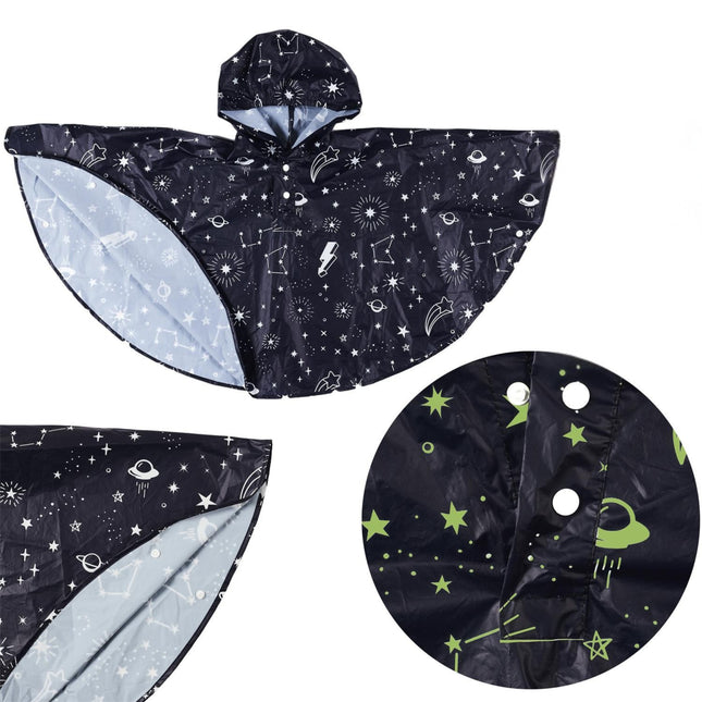 Bērnu lietus pončo ar fosforizējošu rakstu (spīd tumsā)