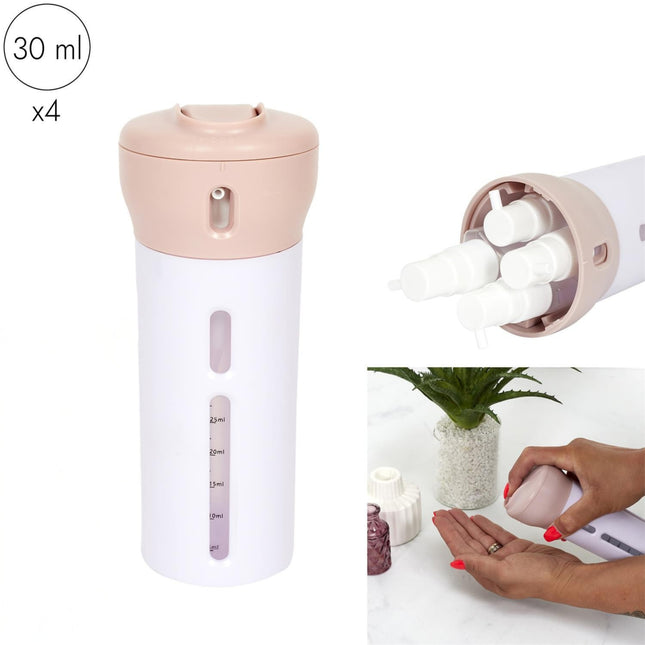 Ceļojumu kosmētikas dozators 4-vienā (30 ml × 4)