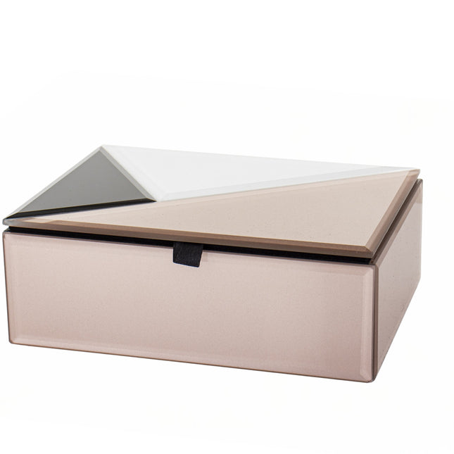 Stikla rotu lādīte ar samta iekšpusi – ģeometrisks dizains