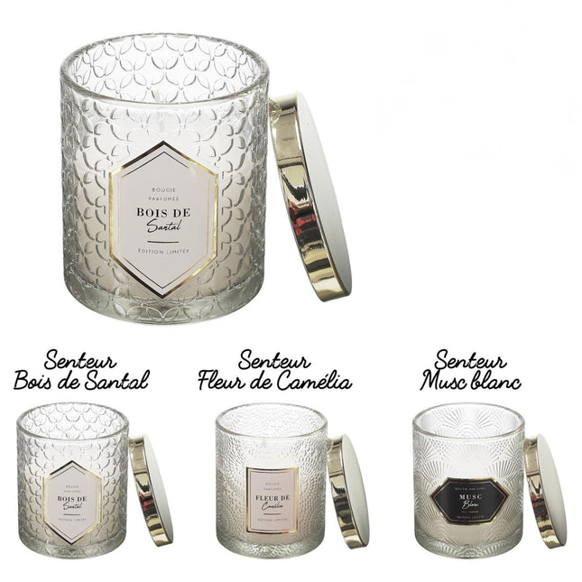 Aromātiskā svece stikla traukā ar vāciņu