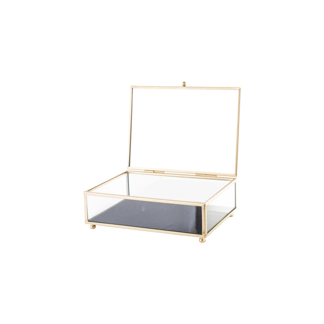 Stikla rotaslietu lādīte ar samta pamatni – melna/zeltīta