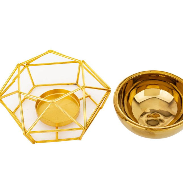 Aroma svečturis / trauks ar metāla statīvu – zelts vai melns ar zeltu