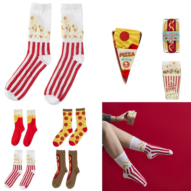 Smieklīgas “Fast Food” dizaina zeķes dāvanu iepakojumā (izmērs 36–45)