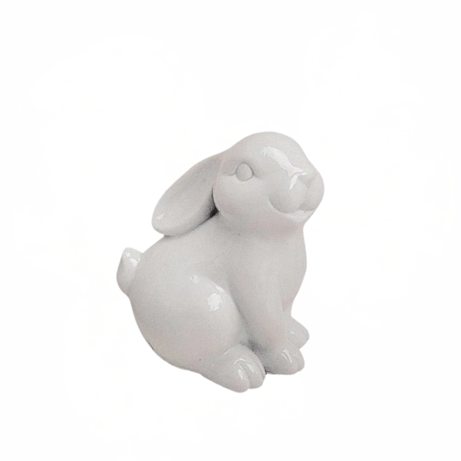Balts porcelāna zaķis – dekoratīva figūriņa (3 veidi, 10–15 cm)