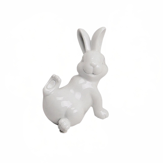 Balts porcelāna zaķis – dekoratīva figūriņa (3 veidi, 10–15 cm)