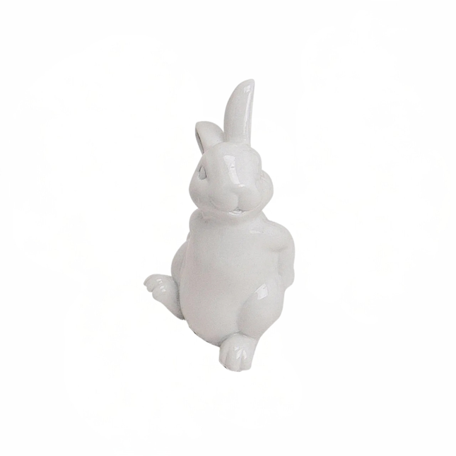 Balts porcelāna zaķis – dekoratīva figūriņa (3 veidi, 10–15 cm)
