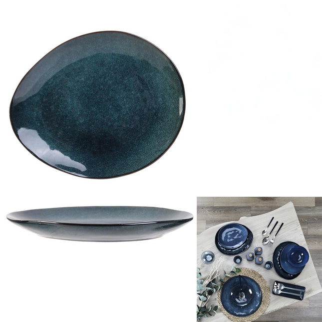 Ovāls keramikas šķīvis – tumši zils, stoneware