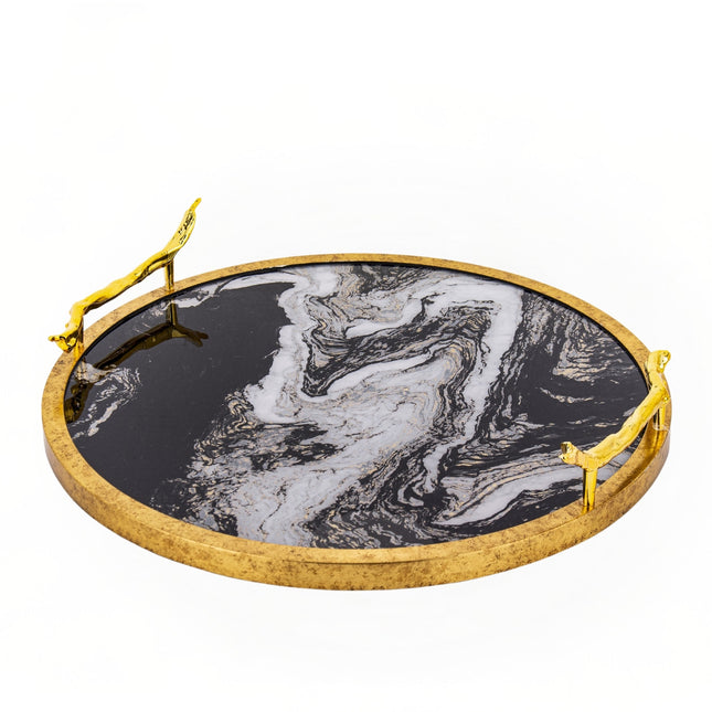 Dekoratīva paplāte ar zelta rokturiem