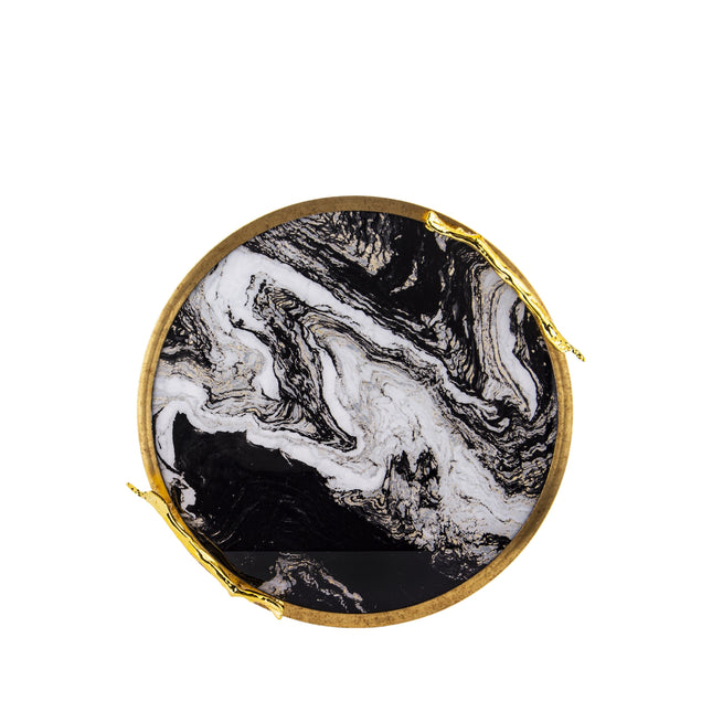 Dekoratīva paplāte ar zelta rokturiem