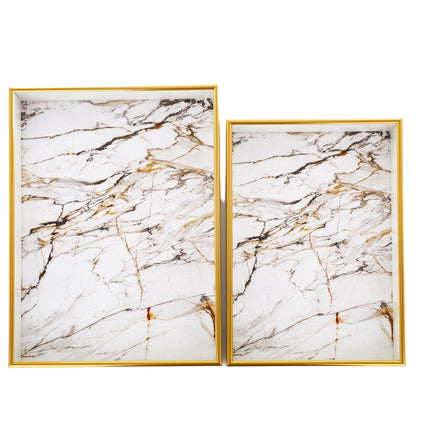 Marmora dizaina paplātes ar zelta apdari (2 izmēri)