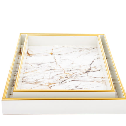 Marmora dizaina paplātes ar zelta apdari (2 izmēri)