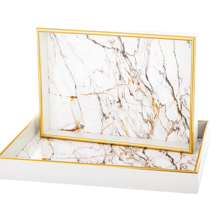 Marmora dizaina paplātes ar zelta apdari (2 izmēri)