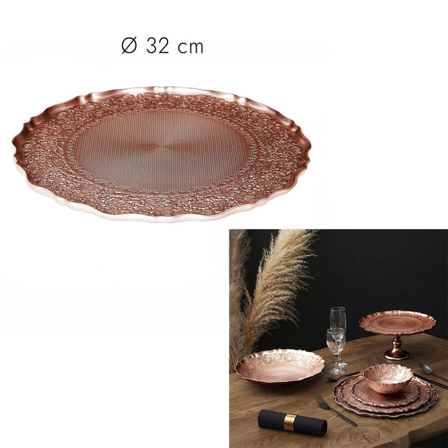 Dekoratīvs servēšanas šķīvis rozā–zelta tonī Ø32 cm