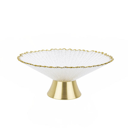 Dekoratīva stikla augļu trauks ar zelta maliņu