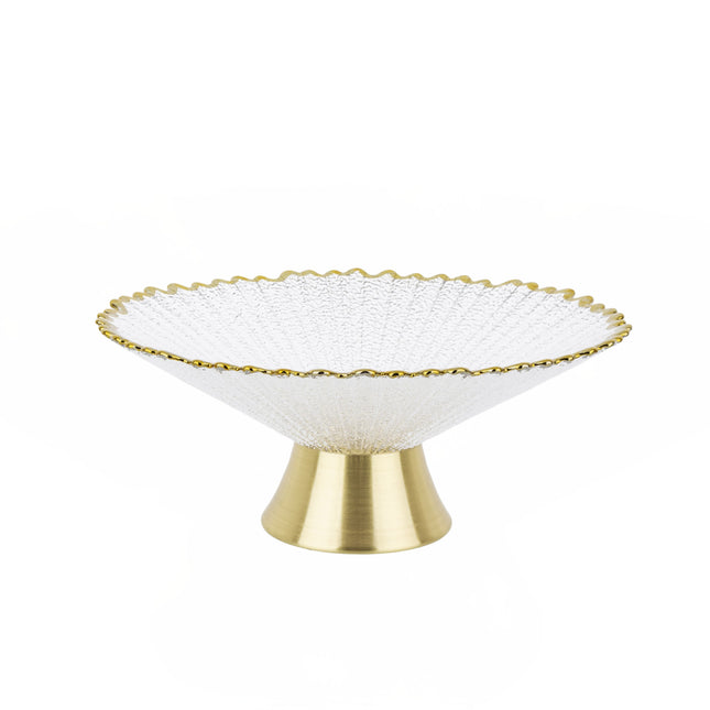 Dekoratīva stikla augļu trauks ar zelta maliņu