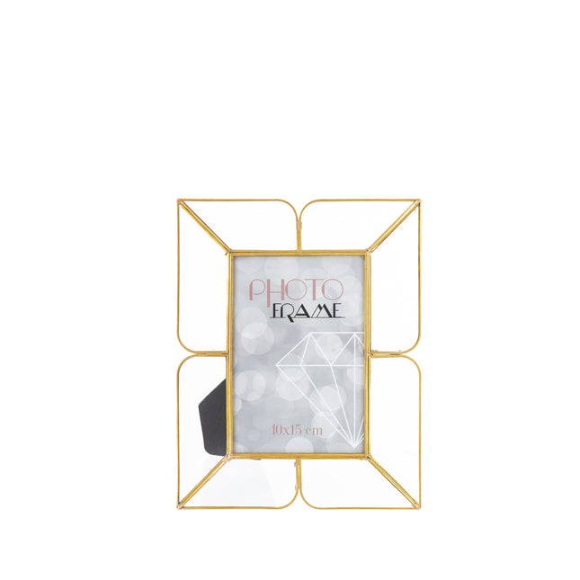 Foto rāmis no metāla un stikla – zelta tonī