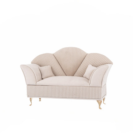 Samta rotu lādīte–dīvāniņš bēšā tonī ar zelta kājiņām