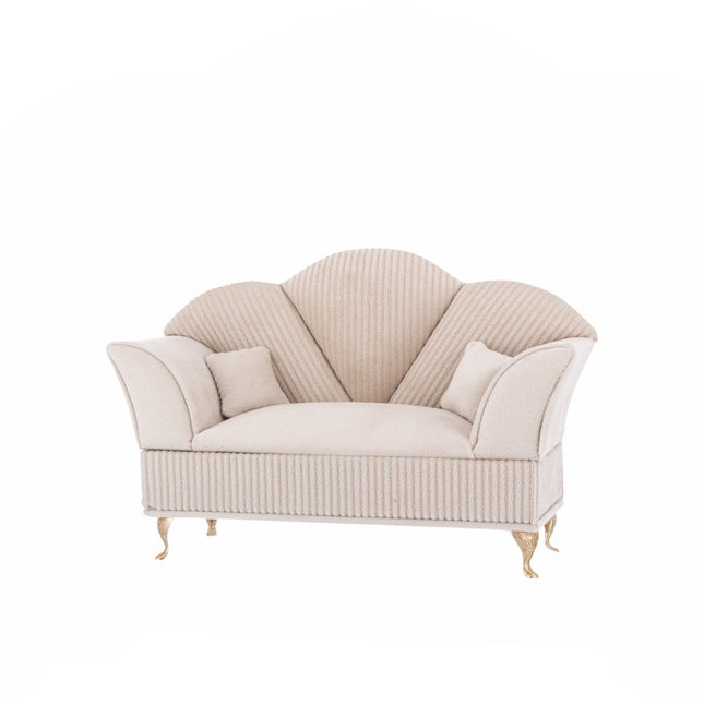 Samta rotu lādīte–dīvāniņš bēšā tonī ar zelta kājiņām