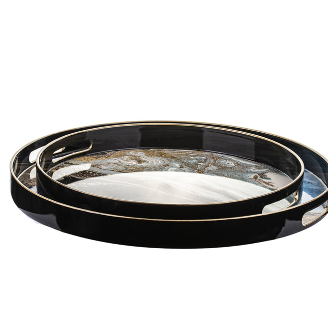 Dekoratīvo paplāšu komplekts ar marmora rakstu Pieejams divos izmēros M-L