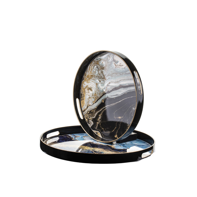 Dekoratīvo paplāšu komplekts ar marmora rakstu Pieejams divos izmēros M-L