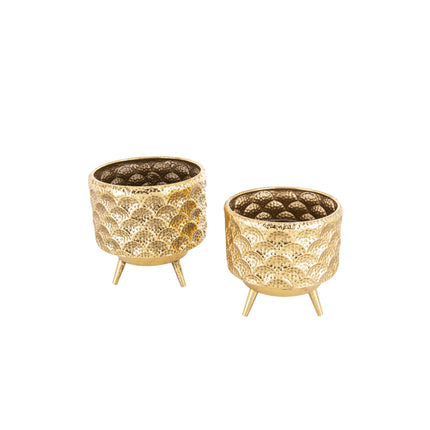 Zelta metāla dekoratīvs trauks uz kājiņām 26 – 30 cm
