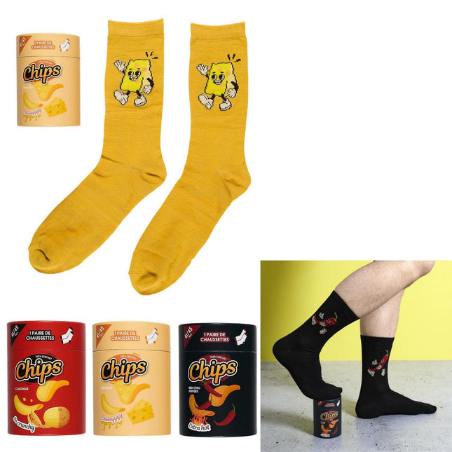Zeķes “Chips” čipsu bundžā, sieviešu 36–41 / vīriešu 41–45, 3 dizaini