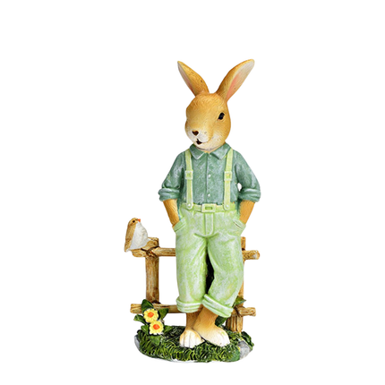 Dekoratīvs Lieldienu zaķis pie žoga – 16 cm