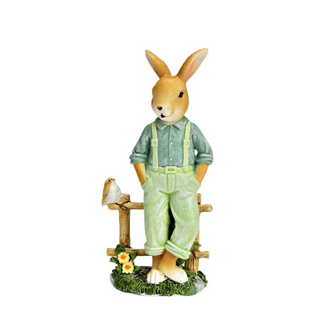 Dekoratīvs Lieldienu zaķis pie žoga – 16 cm