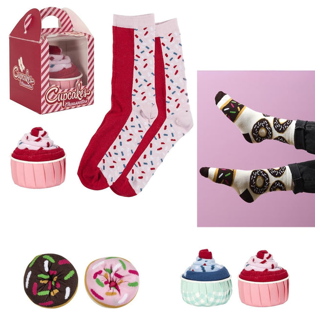 Donuta / Kēksiņa formas zeķes – oriģināla dāvana (izmērs 36–41)