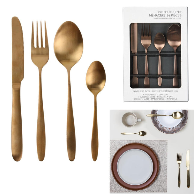 Galda piederumu komplekts – 16 daļas, vara tonī