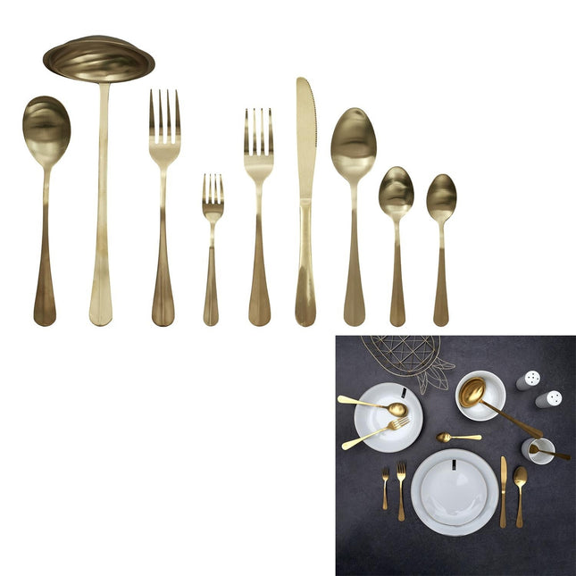 Zeltītu galda piederumu komplekts – 39 daļas